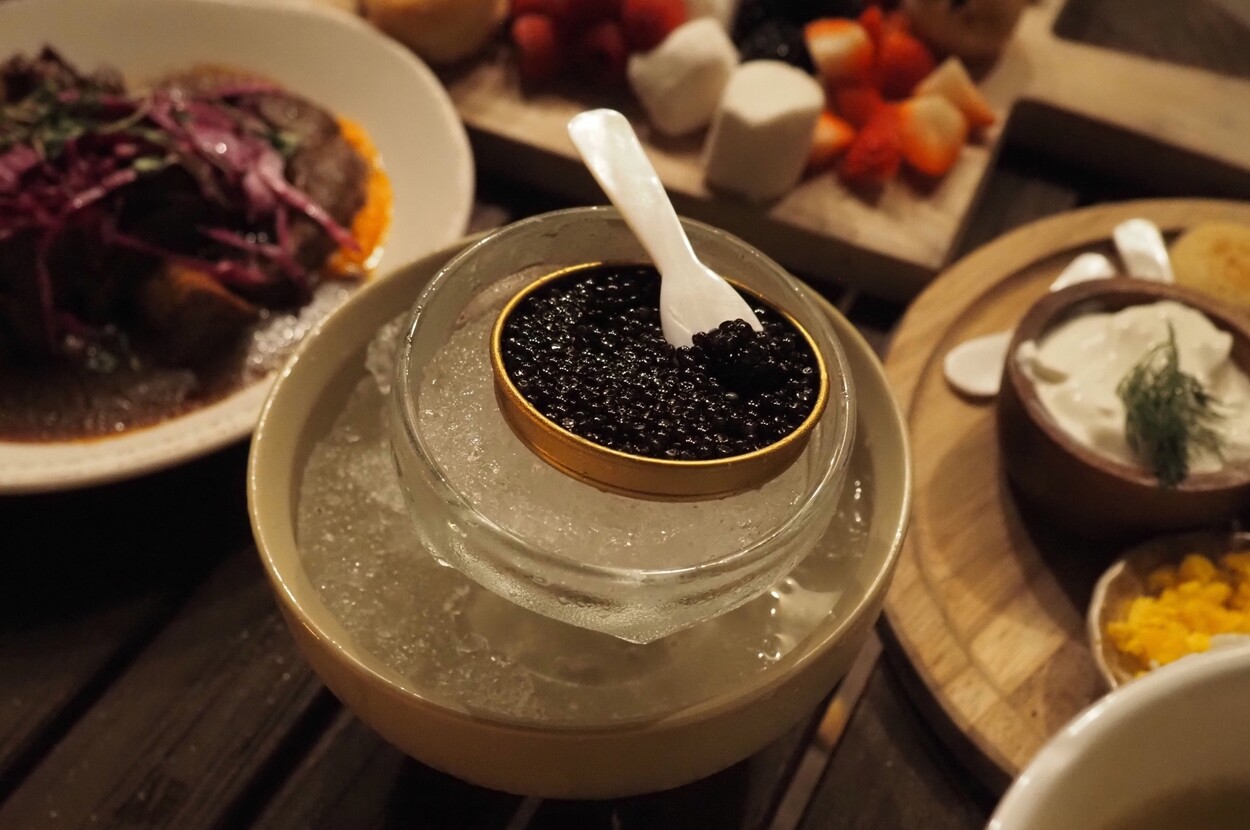 Caviar tin on ice